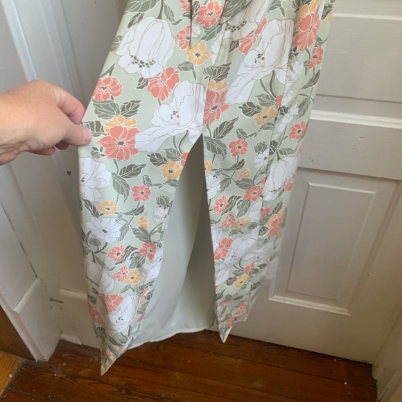 Abercrombie & Fitch Midi Floral Dress Green Pink XS - Picture 5 of 7